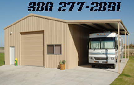 Straight Roof Carports Metal Building with RV Protection