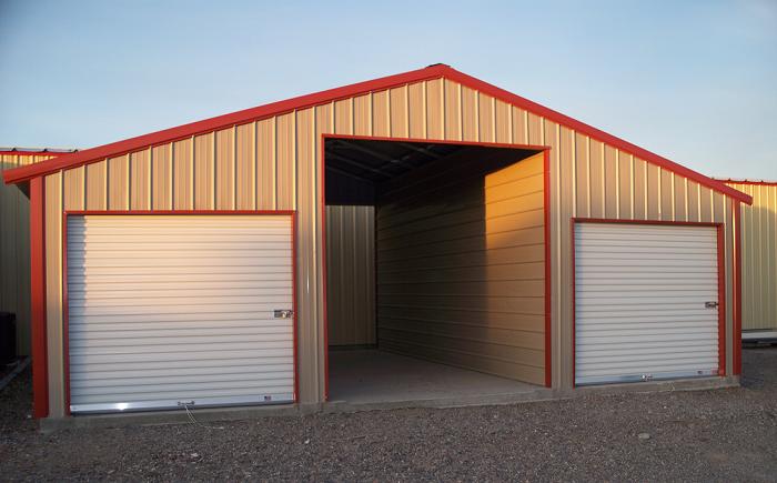 Straight Roof Carports Barn type metal building with center opening