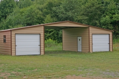 Straight Roof Carports Open center metal barn